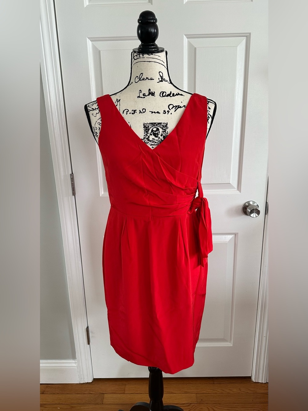 NWT Shoshanna Red Dress Size 4 Faux Wrap Summer Fully Lined